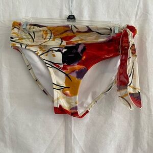 BeCreative Floral Tie-Side Bikini Bottoms in Red, Purple & Yellow size 8